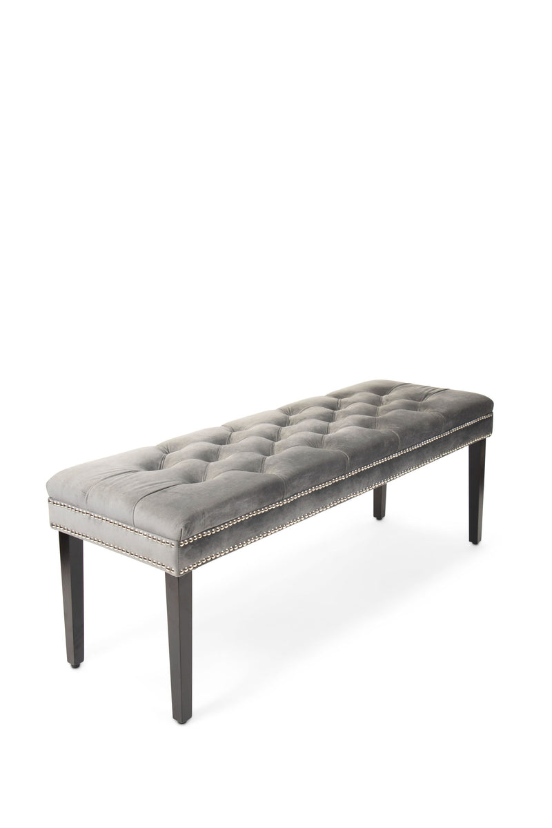 Backless 3 Seater Bench Wood Legs Luxe Decorum